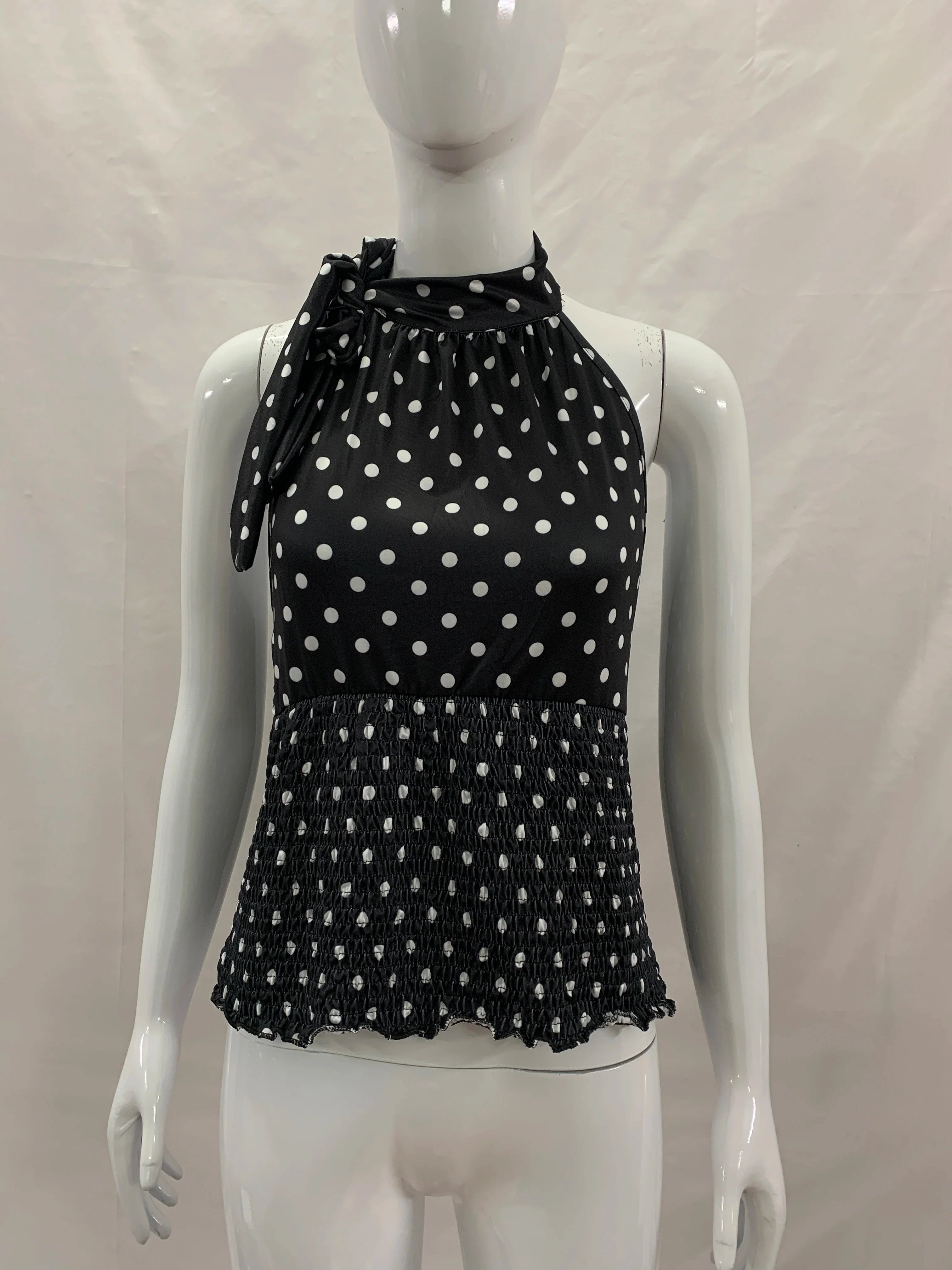 Polka Dot Halter Tie Top