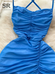 Backless Strap Ruched Maxi Dress