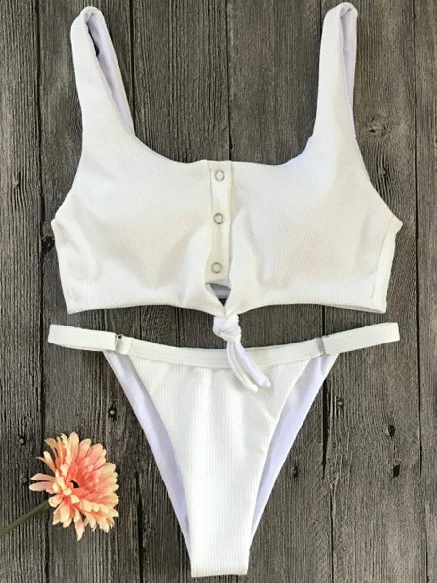 Knotted Ribbed Bikini