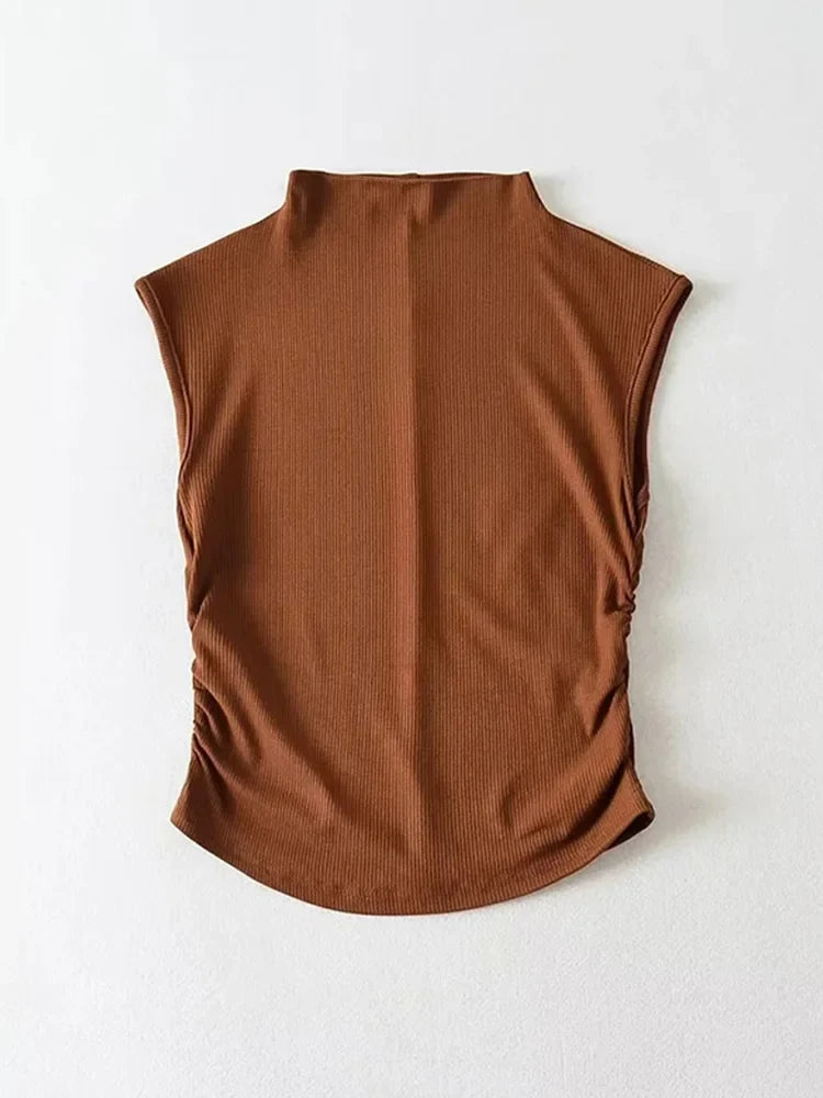 Black Turtleneck Crop Tank Top