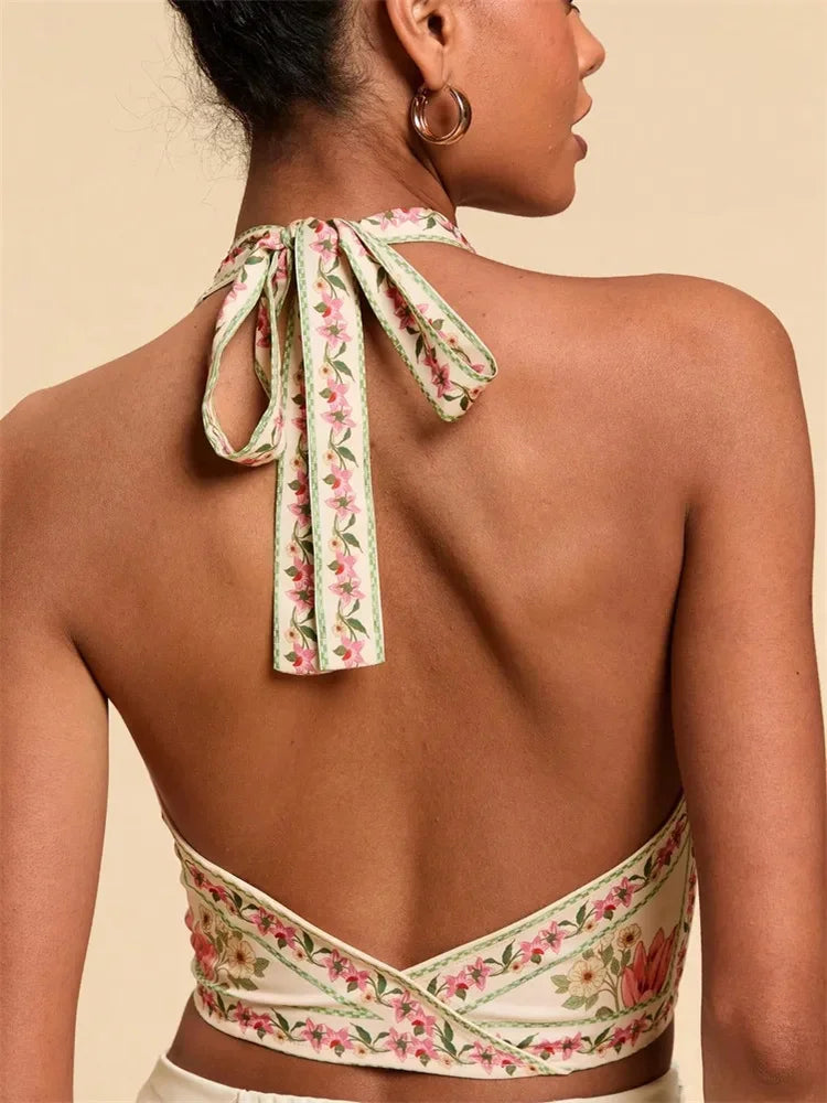 Sexy Knot Front Halter Crop Top