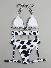 Sexy Black Cow Print Bikini