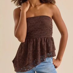 Off the Shoulder Lace Babydoll Tube Top