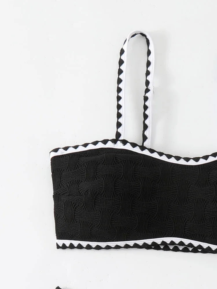 Sexy Black Patchwork Bikini Set