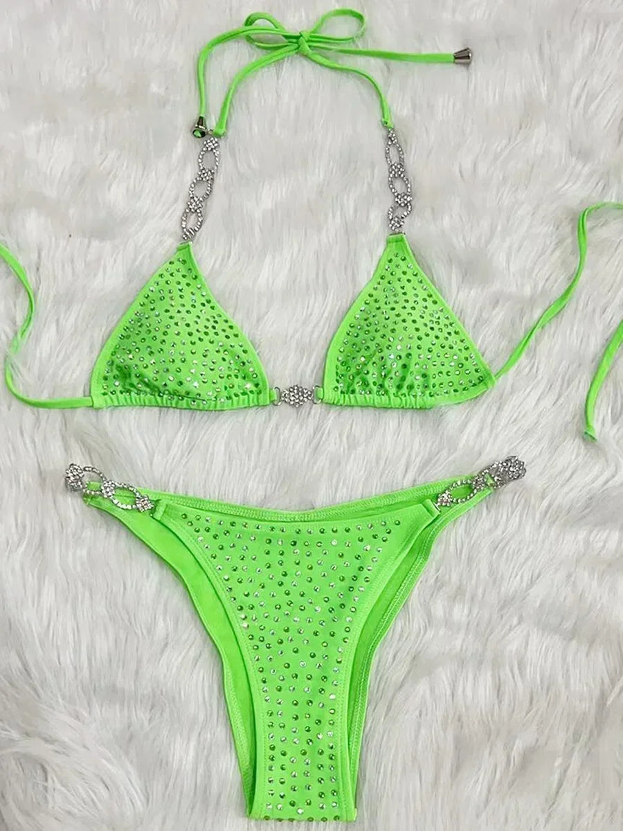 Shiny Sequins Rhinestone Bikini