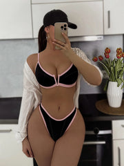 Sexy Green Contrast Bikini Set