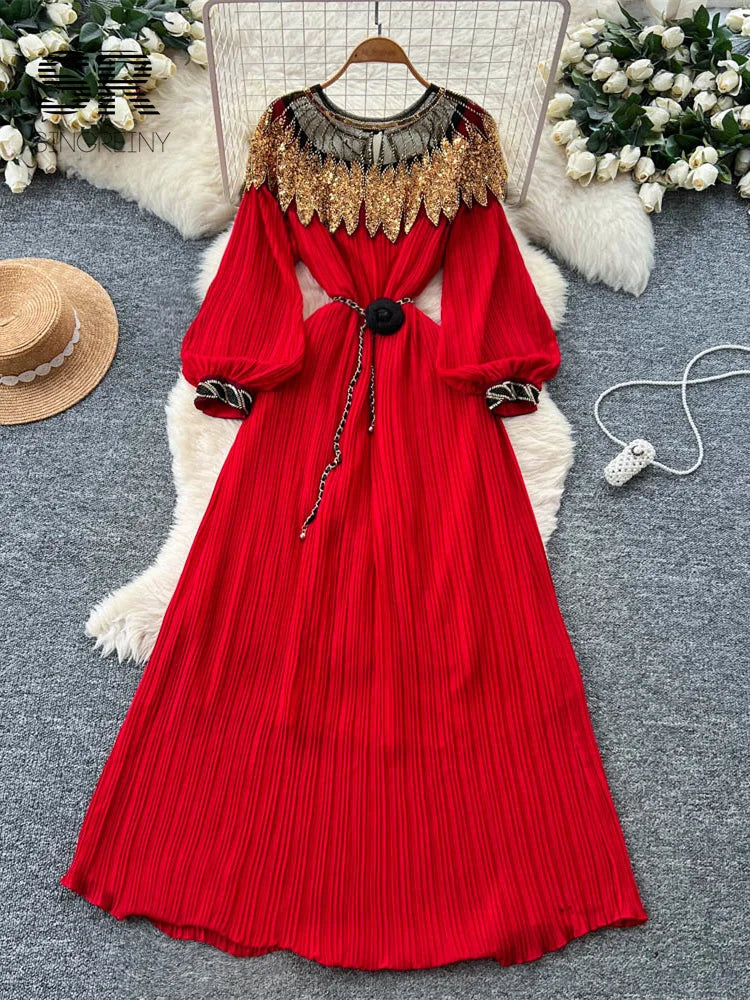 Sequins Pleated Beading Dress