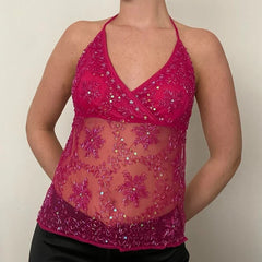 Y2k Sequin Sparkle Cami Top