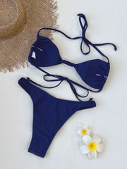 Sexy Navy Patchwork Micro Bikini