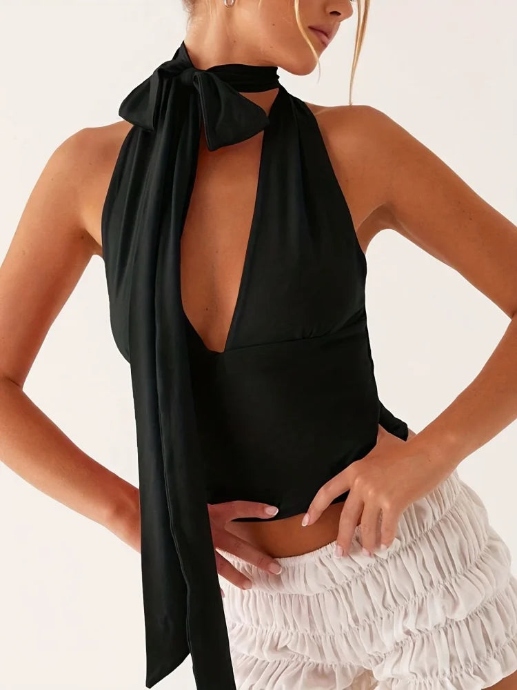 Halter Neck Backless Crop Top