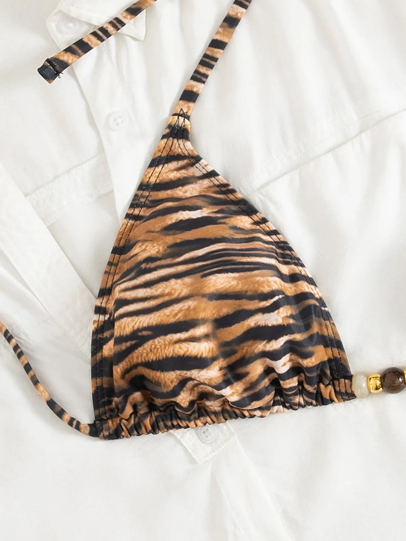 Sexy Coffee Tiger Print Micro Bikini