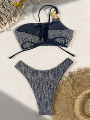 S - XL Glitter Sparkling One Shoulder Bikini