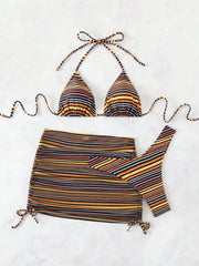 Sexy Coffee Striped Bikini Set