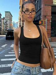 Square Collar Sleeveless Bodycon Crop tank Top