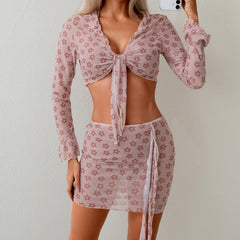 Vintage Pink Floral Print Bikini Set