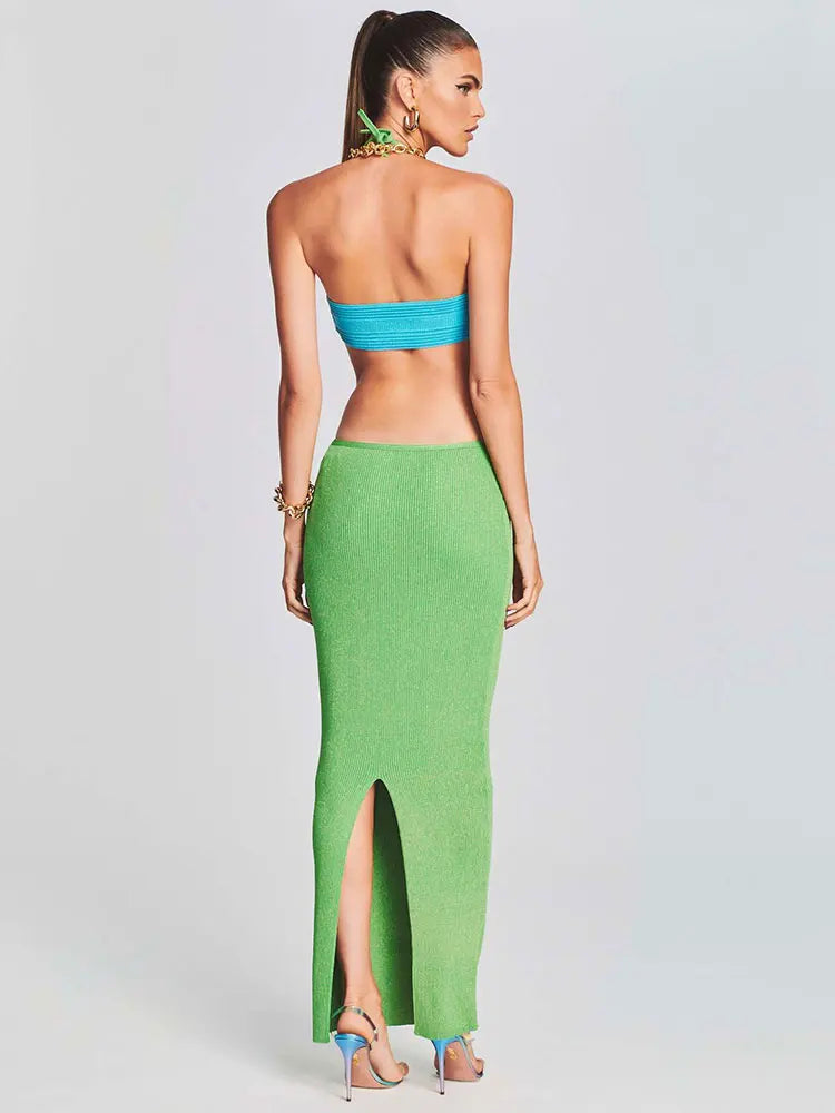 Halter Knitted Long Dress