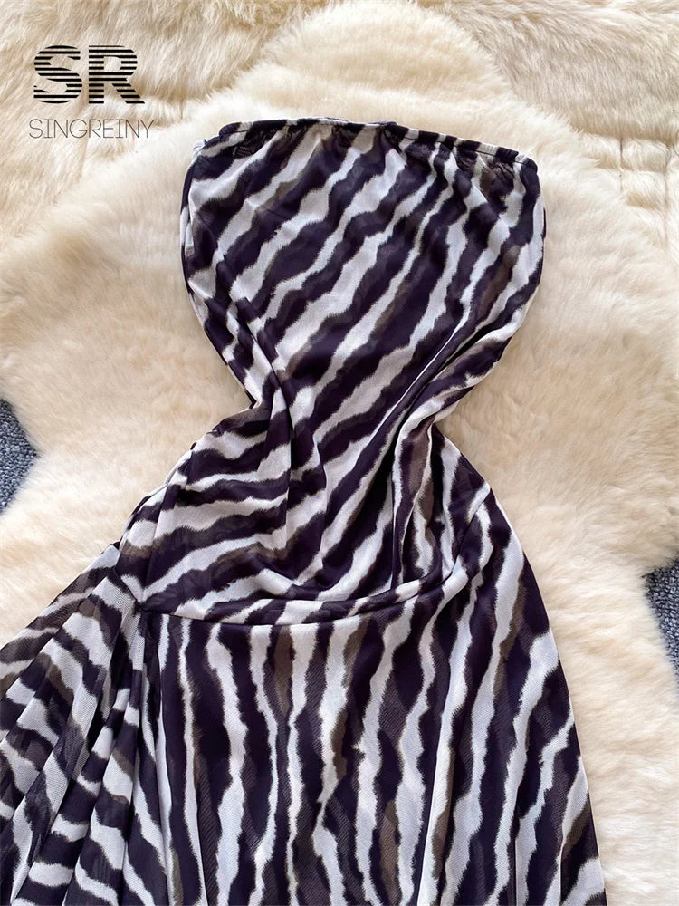 Zebra Print Mesh Dress