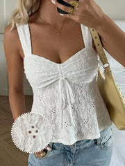 Wide Strap Lace Crop Tank Top