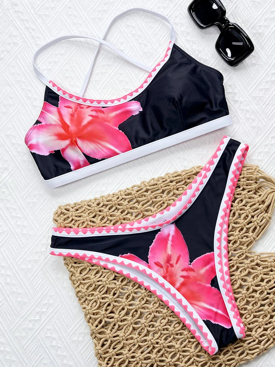 Sexy Flowers Printed Brazilian Bikini