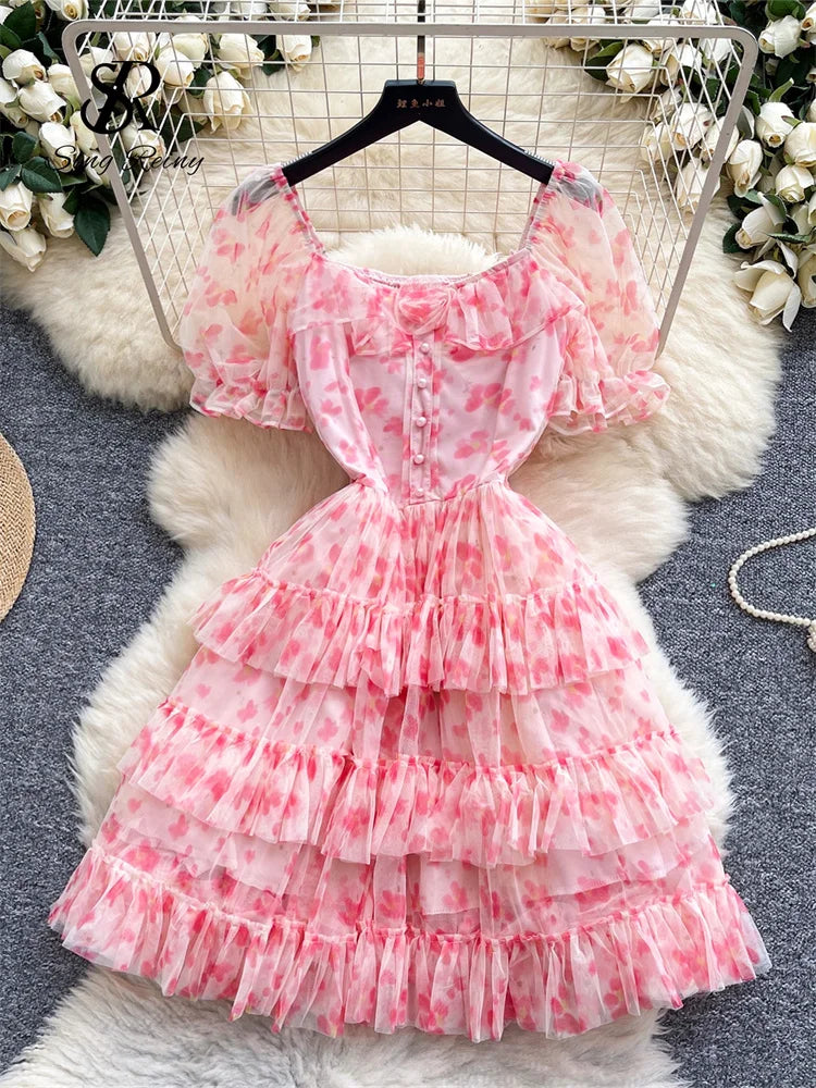 Female Mesh Cake Dress