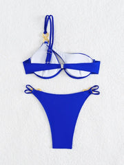Sexy Metal One Shoulder Bikini Set