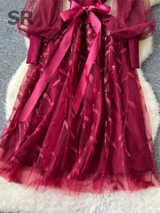 Autumn Embroidery Party Evening Dress
