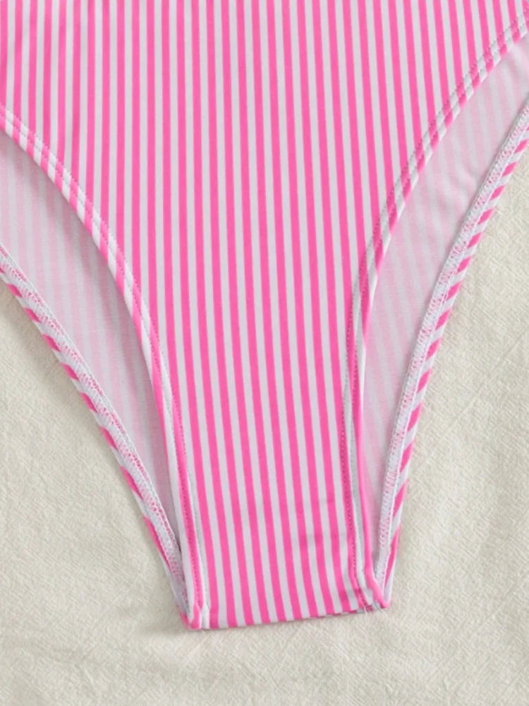Sexy Pink Striped Micro Bikini