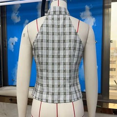 Y2K Gingham Halter Vest Top