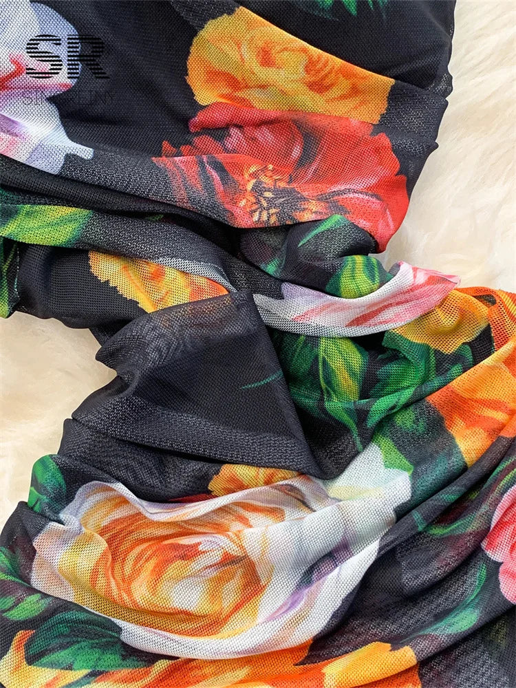 Floral Mesh Vintage Dress