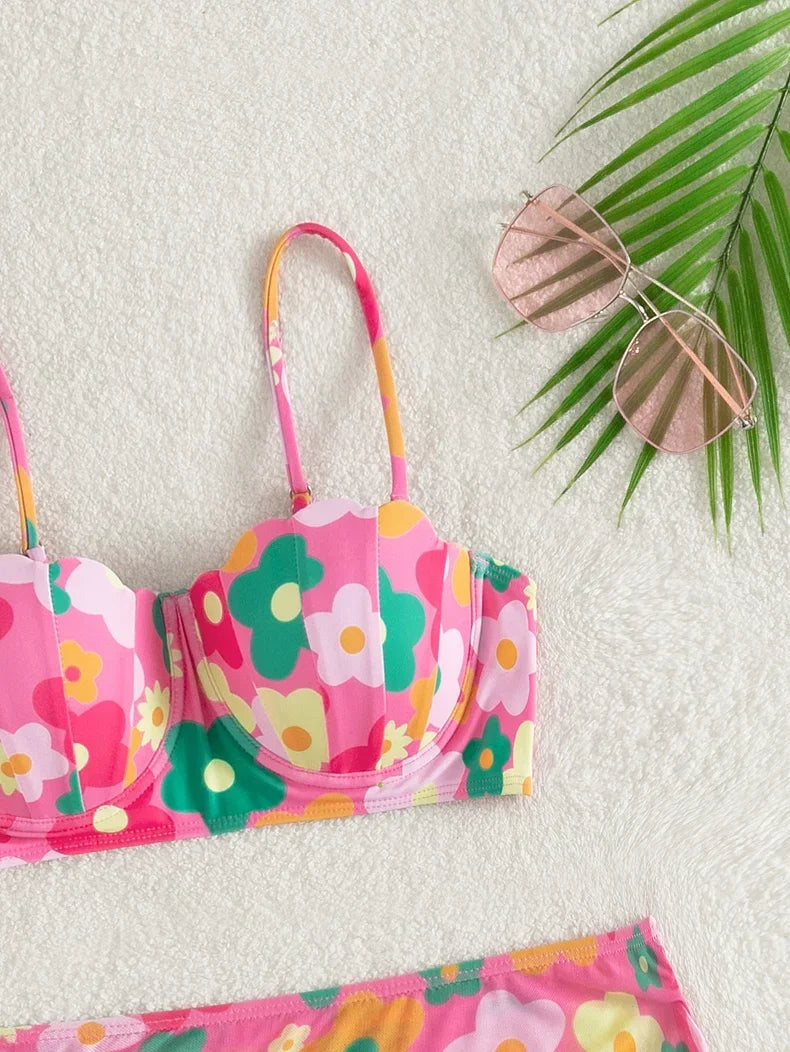 Sexy Shell Push Up 3 Piece Bikini Set