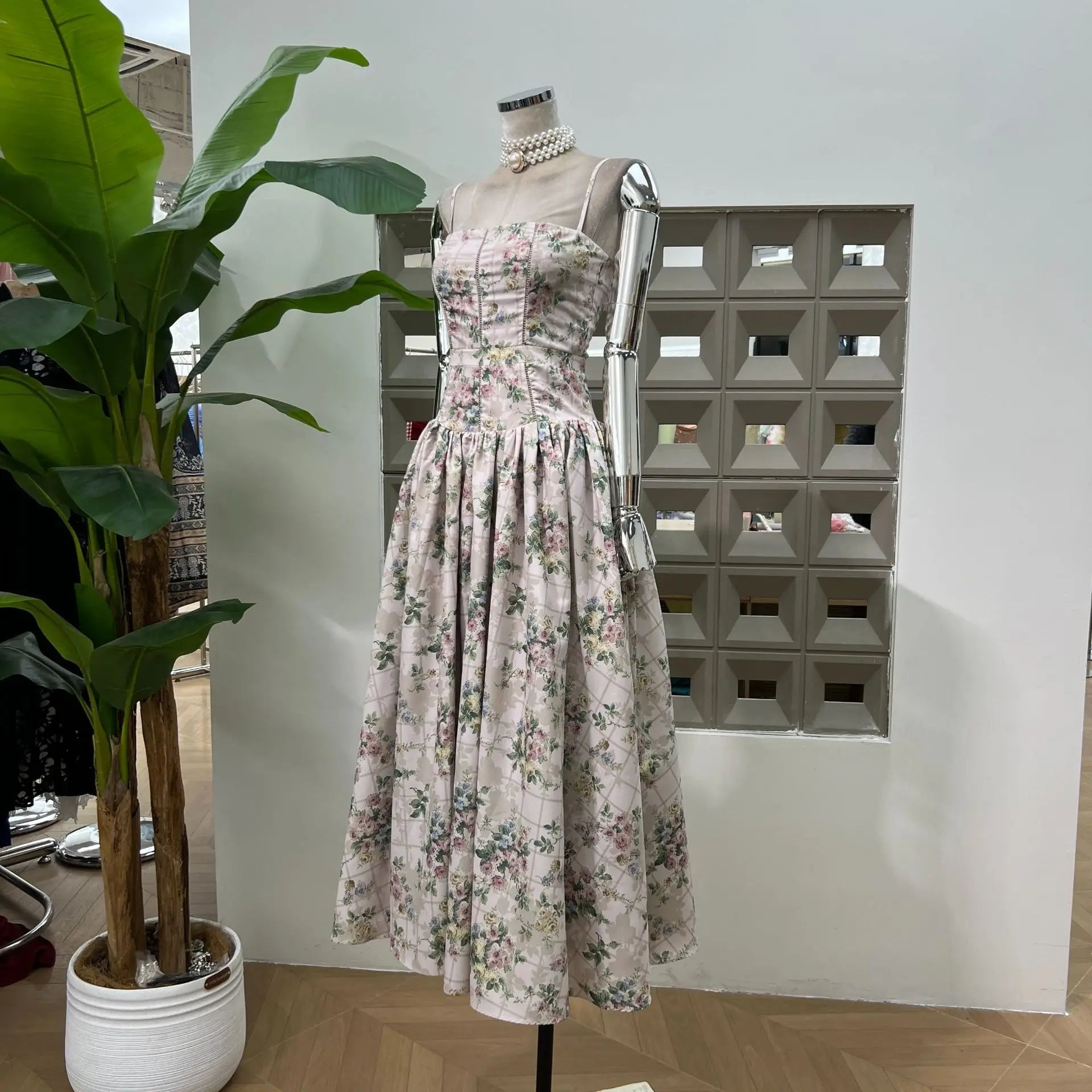 Casual Holidy Style High Waist Retro Printed Maxi Dress
