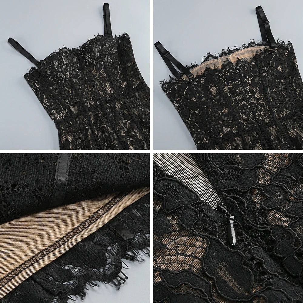 Fashionable Elegant Lace Corset Maxi Dress