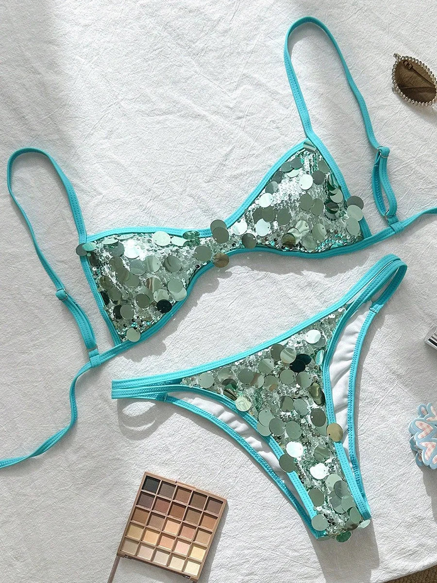 XS - L Glitter Sparkling Squins Bikini