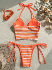 Sexy Orange Striped Bikini Set