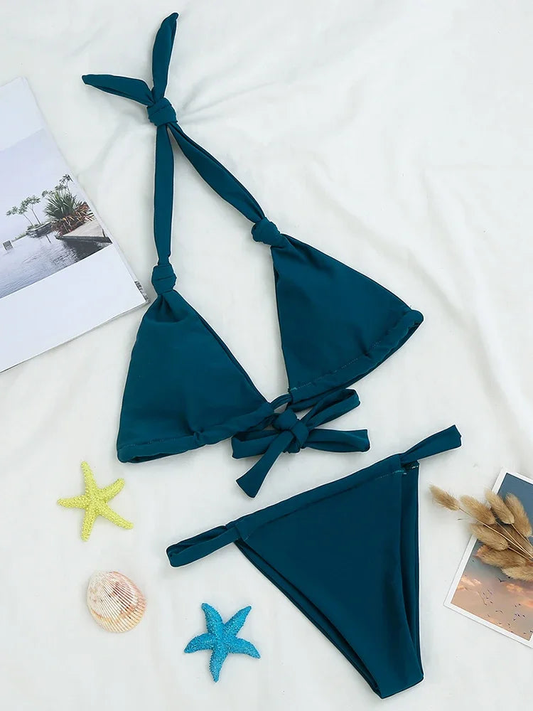 Sexy Halter Knot Micro Bikini