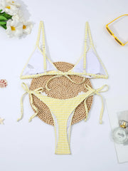 Sexy Yellow 3D Flower Bikini Set