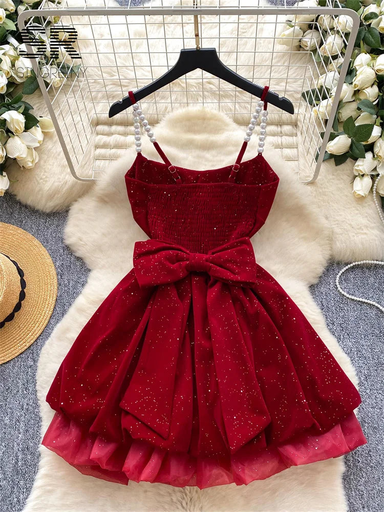 Pearl Velvet Mini Dress