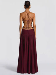 Sexy Deep V-neck Backless Maxi Dress