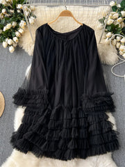 Mesh Ruffles Loose Mini Dress