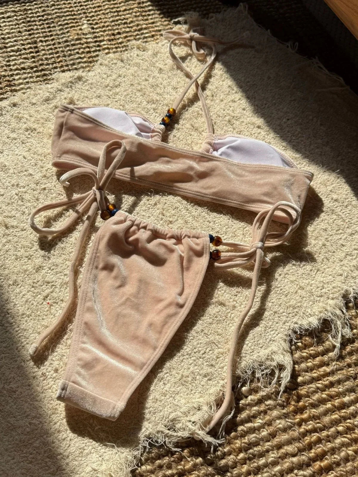 Shiny Pink Velvet Bikini