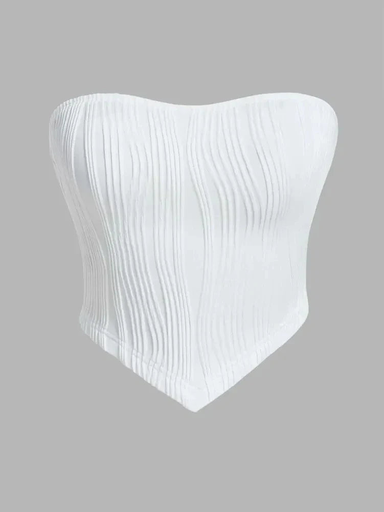 Sexy Rib Knit Strapless Crop Tube Top