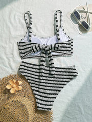Sexy White Black Striped Bikini Set