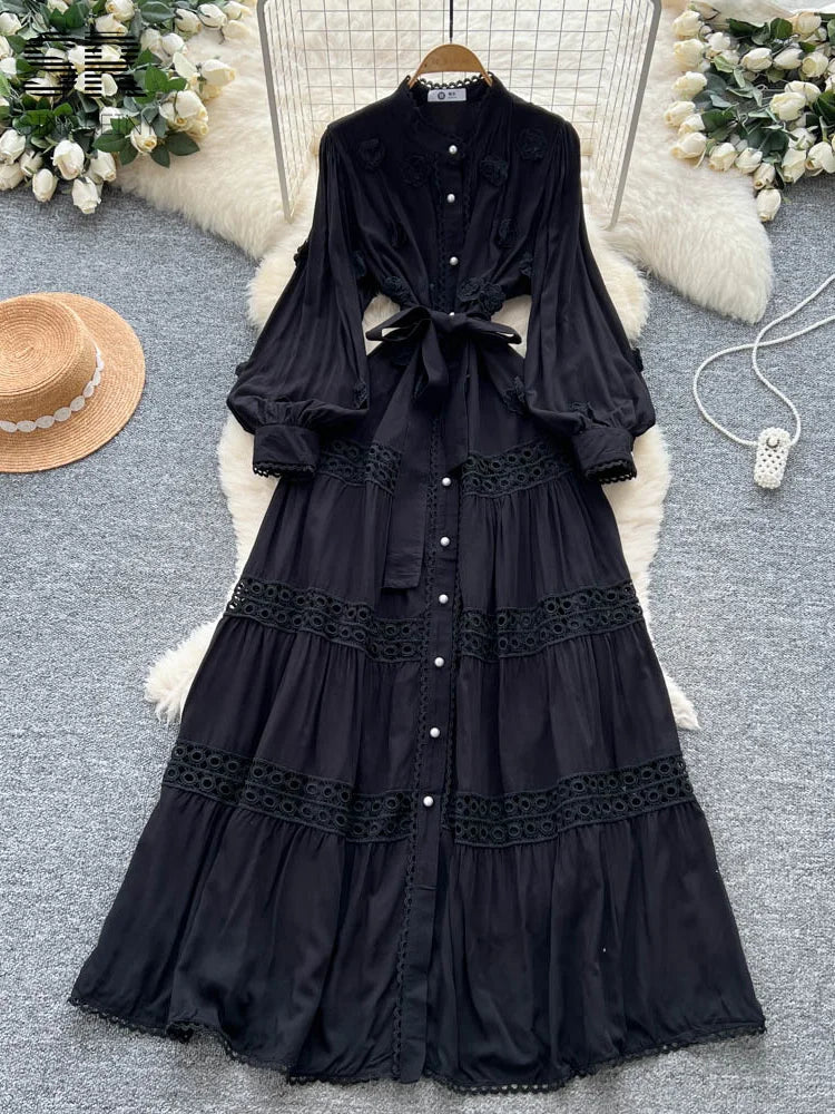 3D Floral Long Dress