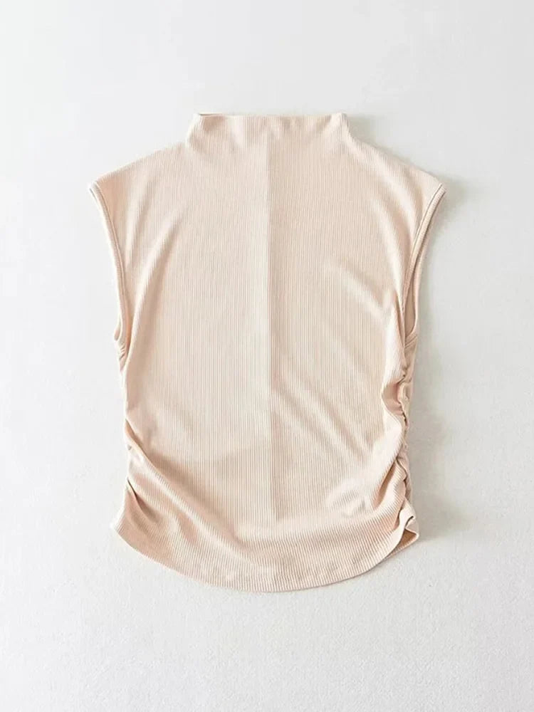 Black Turtleneck Crop Tank Top