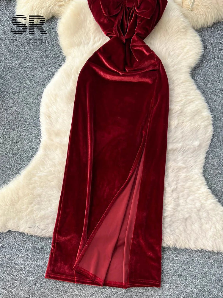 Bow Velvet Party Dress