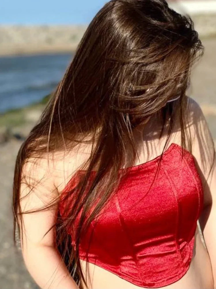 Sleeveless Off Shoulder Velvet Sexy Corset Crop Tops