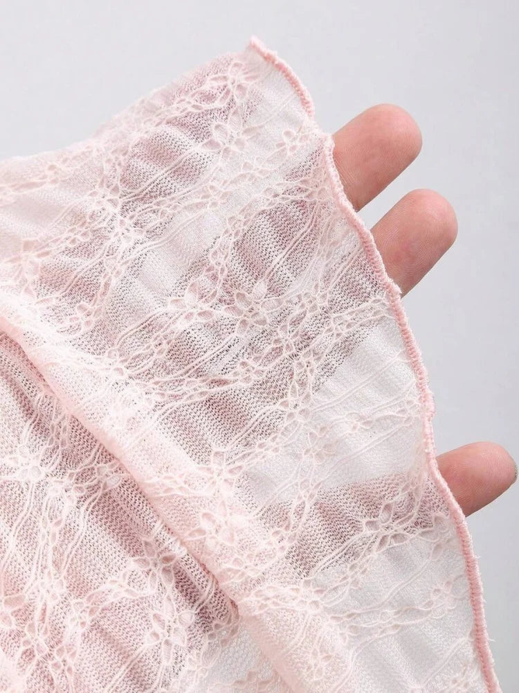 Sweetheart Neck Lace Bow Knot A-line Crop Top