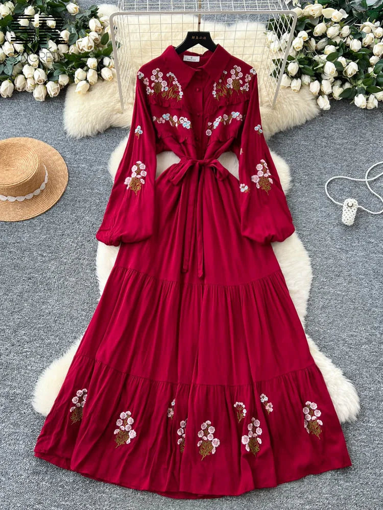 Embroidered Large Swing Dress