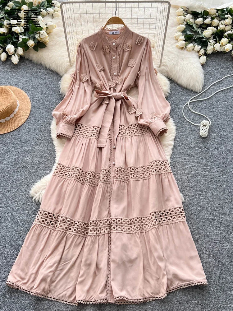 3D Floral Long Dress