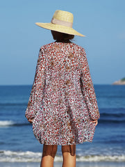 Vintage Long Sleeve Cover Up 3 Piece Bikini Set